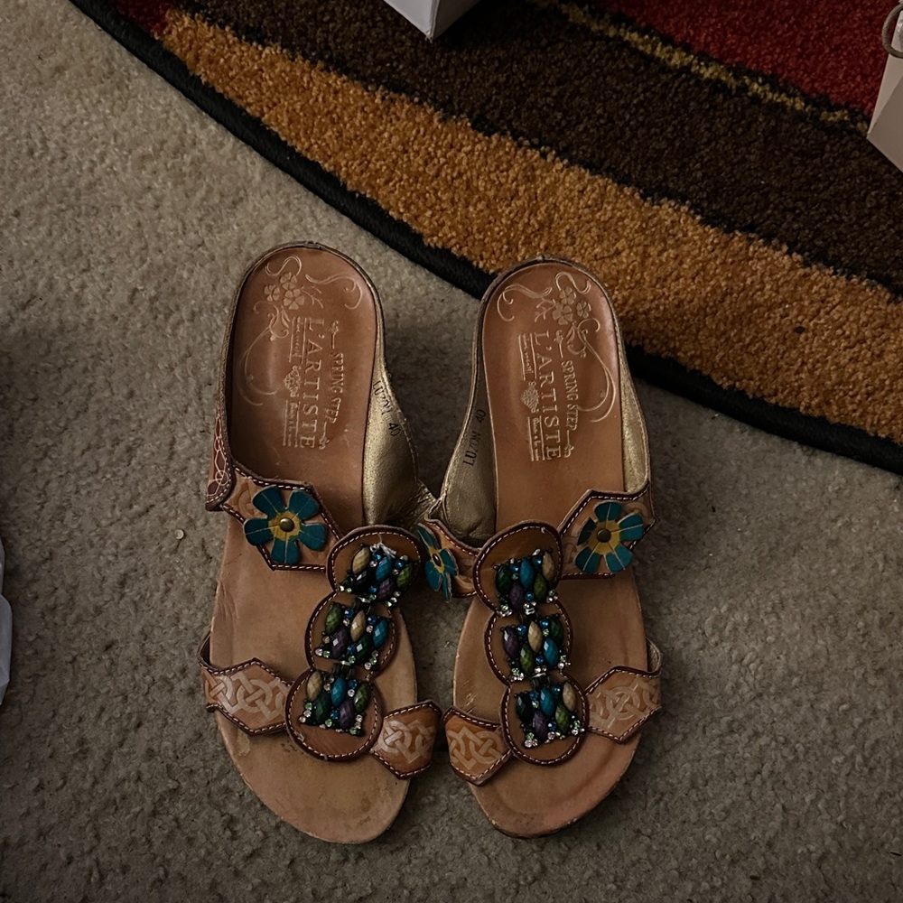 Women's Beaded Leather Sandals
